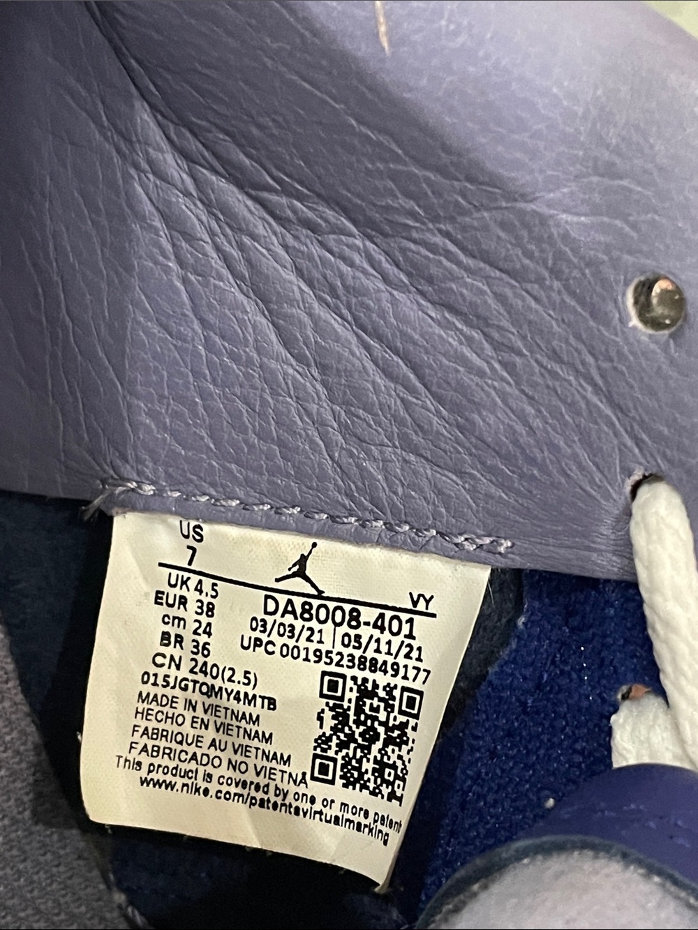 Nike Air Jordan 1 Low SE Deep Royal Blue White Women’s 7 DA8008-401 size 7 EUC - Picture 8 of 8
